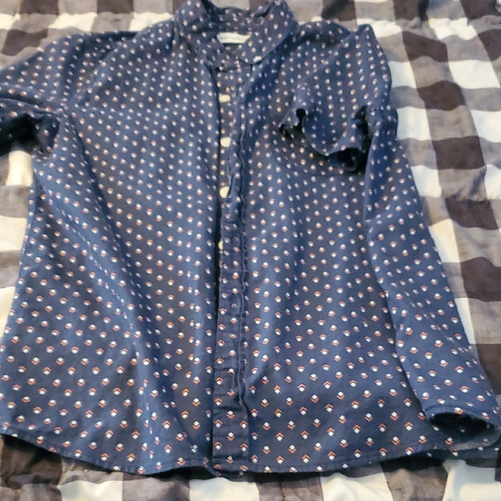 Abercrombie Kids Navy Geometric Print Shirt